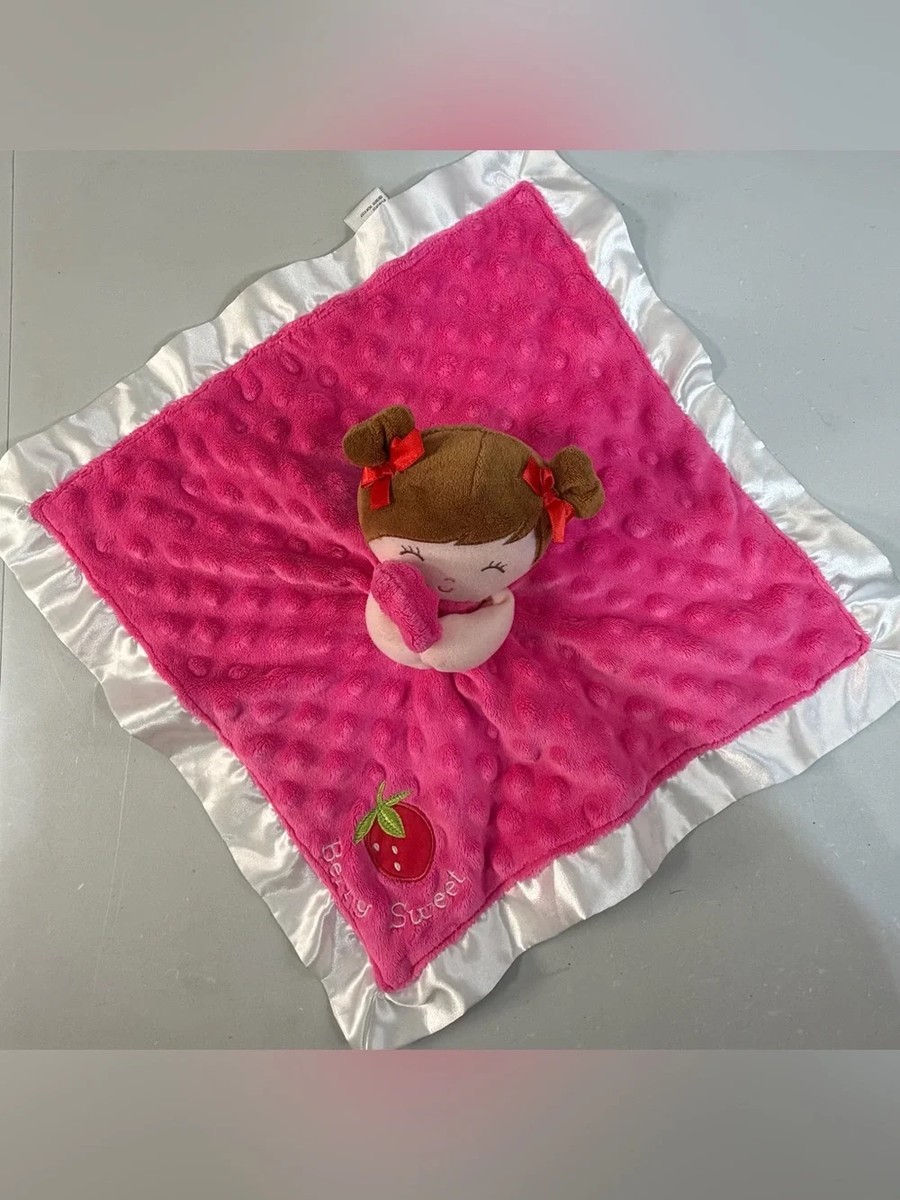 Baby Starters Berry Sweet Rattle Security Blanket Plush Lovey‎ Lovee Satin Trim